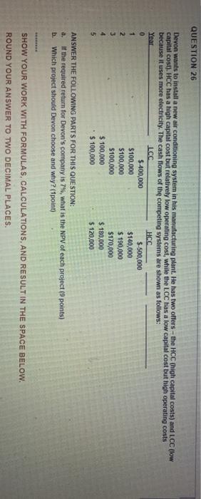  QUESTION 26 Devon wants to install a new air conditioning system