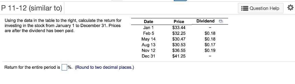  P 11-12 (similar to) Question Help Using the data in the