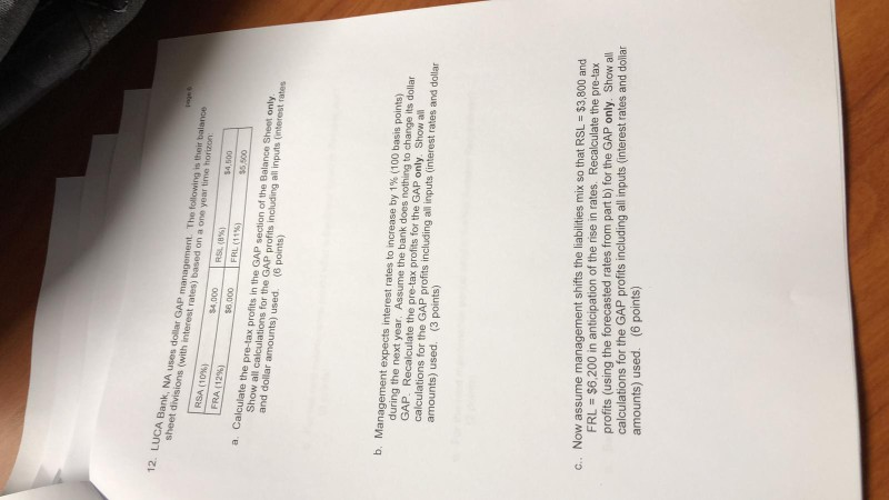 answer the question 12 a and b and c 12. LUCA