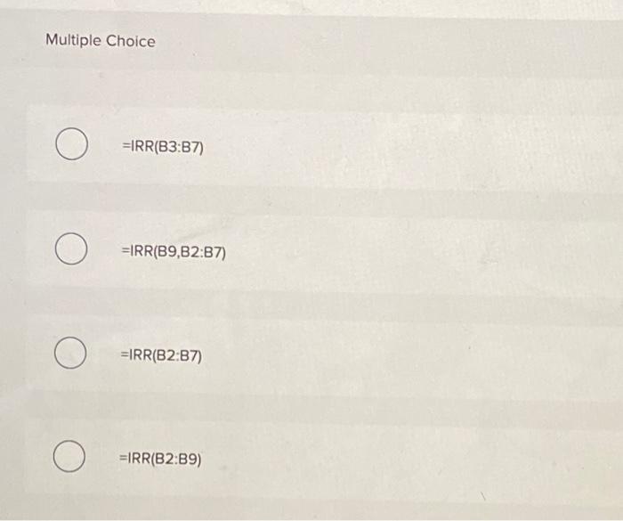 Which of the following formulas correctly calculates the internal rate of return