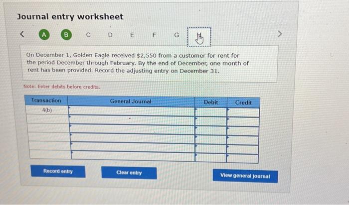 debits before credits. Journal entry worksheet A (B) C D D F