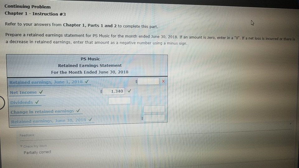  Continuing Problem Chapter 1-Instruction #3 Refer to your answers from Chapter