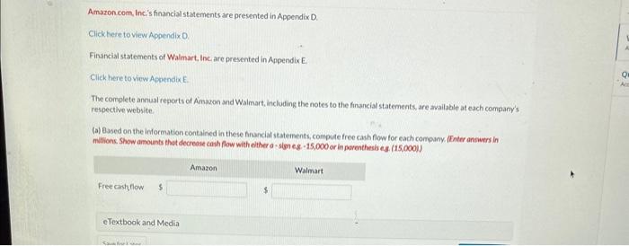  Amazoncom, Inc,'s financial statements are presented in Appendix D. Clickhere toview