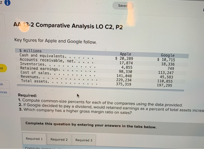  Saved AA 13-2 Comparative Analysis LO C2, P2 Key figures for