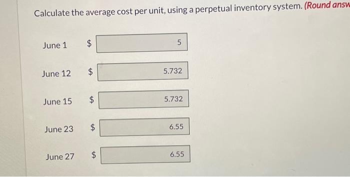 presented as follows. Assume a sale of 372 units occurred on June