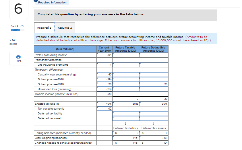 years; balance sheet classification; change in tax rate (LO16-4, 16-6, 16-8] [The