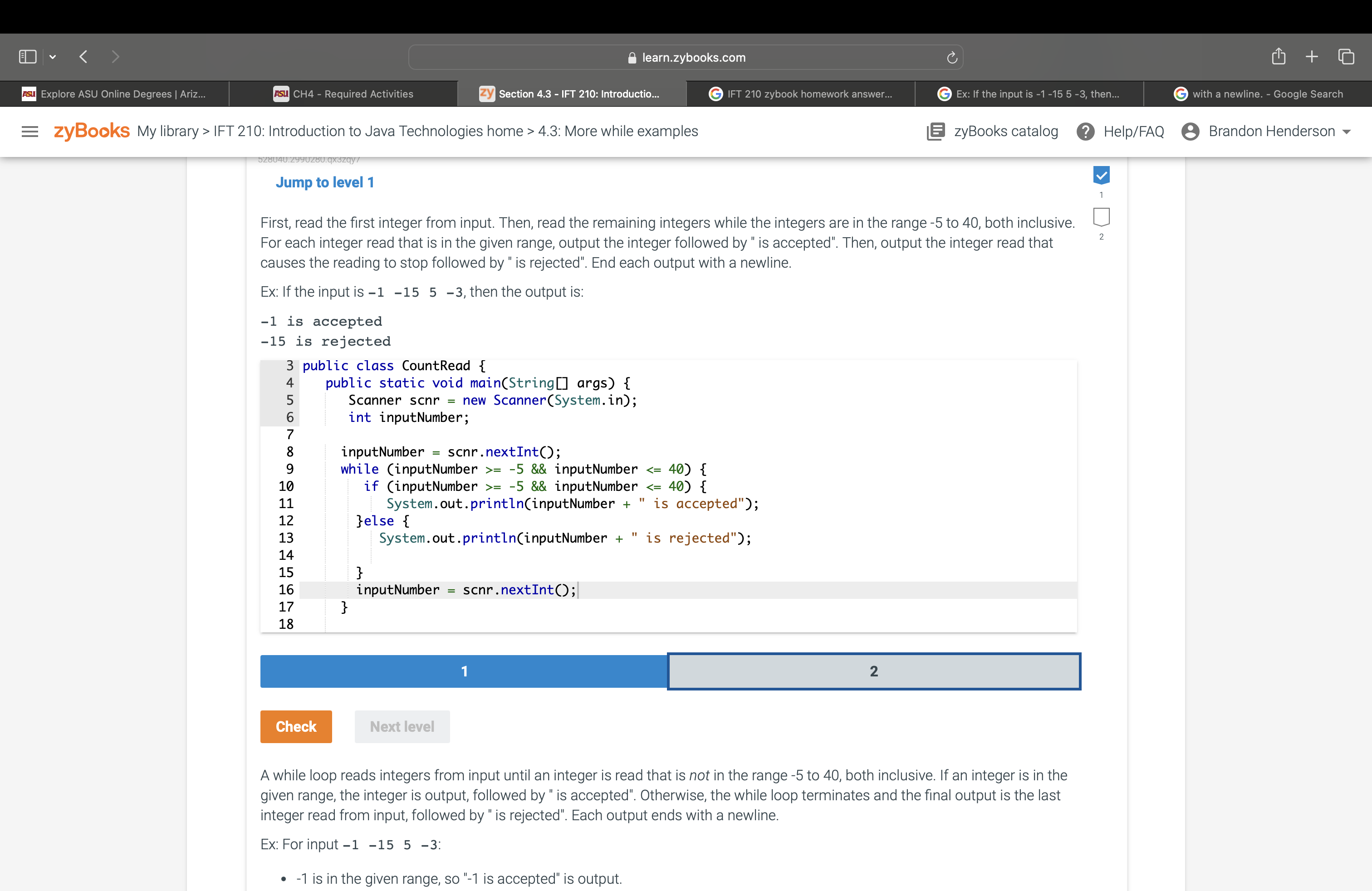  Jump to level 1 First, read the first integer from input.