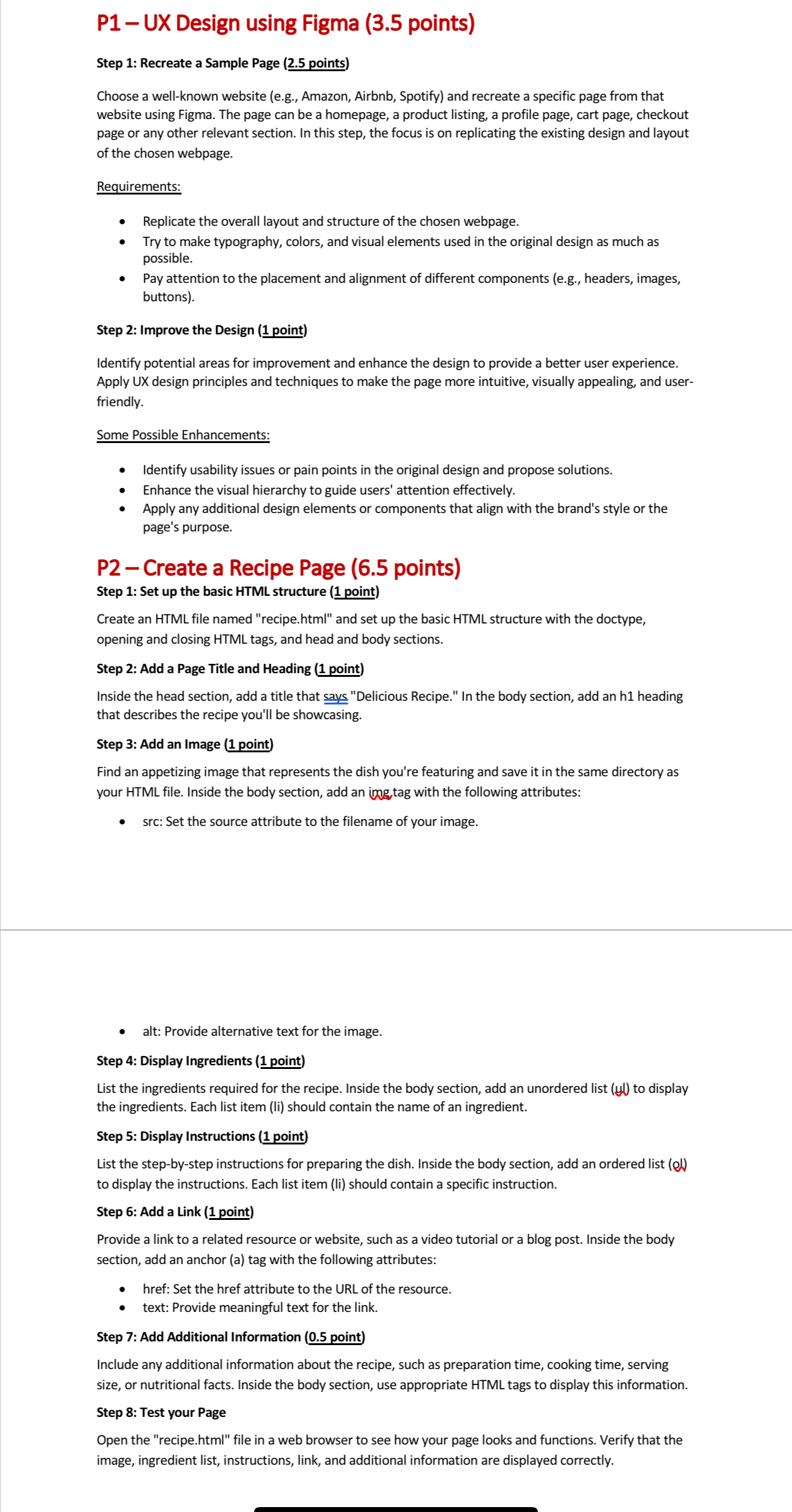  P1- UX Design using Figma (3.5 points) Step 1: Recreate a