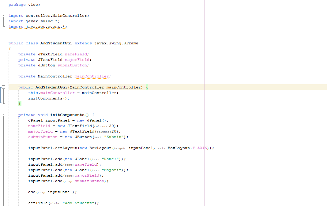 in it's own package (the Controller). Pass POJOs (Plain Old Java Object)
