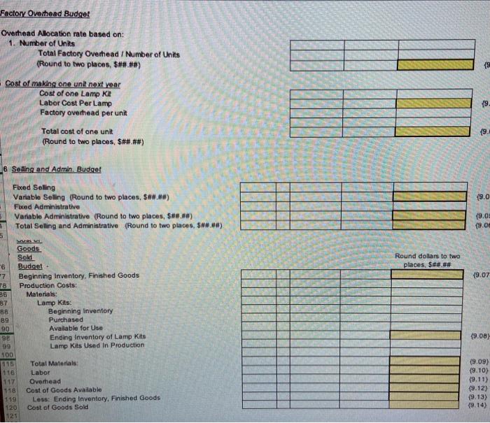 43,000 lamps at $51.00 per lamp The company has requested that you