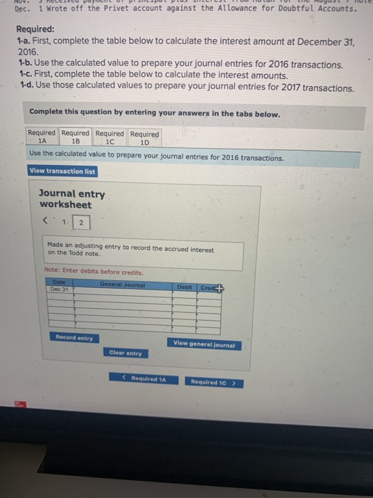 a year.) 2016 Dec. 16 Accepted a $13,300, 60-day, 104 note dated