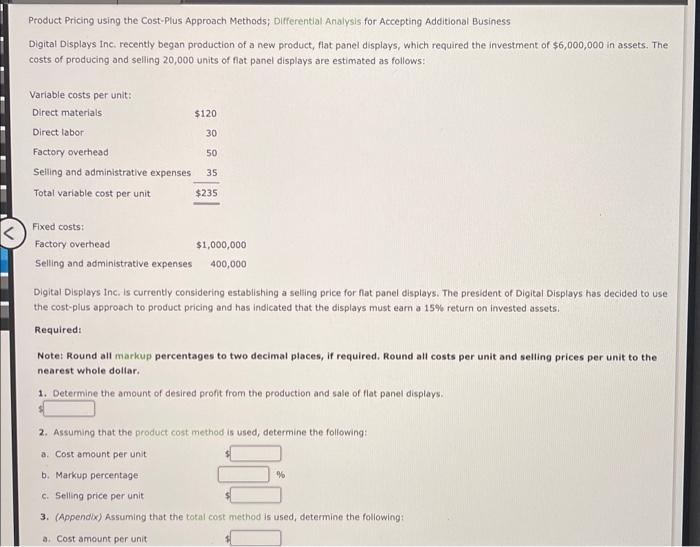 product pricing using the cost plus approach methods Product Pricing using the