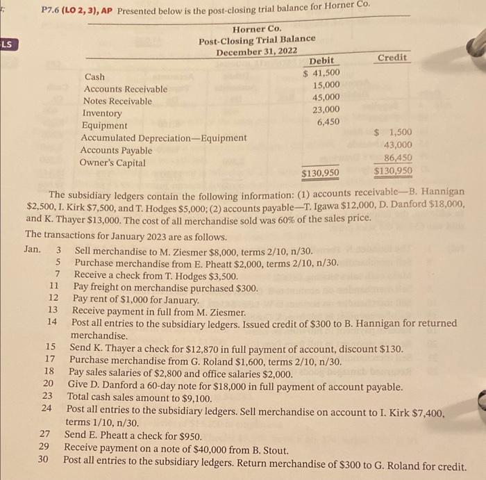 PLEASE DO ALL STEPS. a, b, c, d, e P7.6 (LO 2,