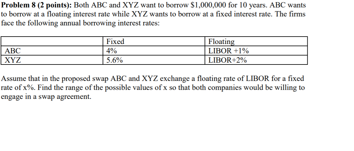 similar example Problem 8 (2 points): Both ABC and XYZ want to