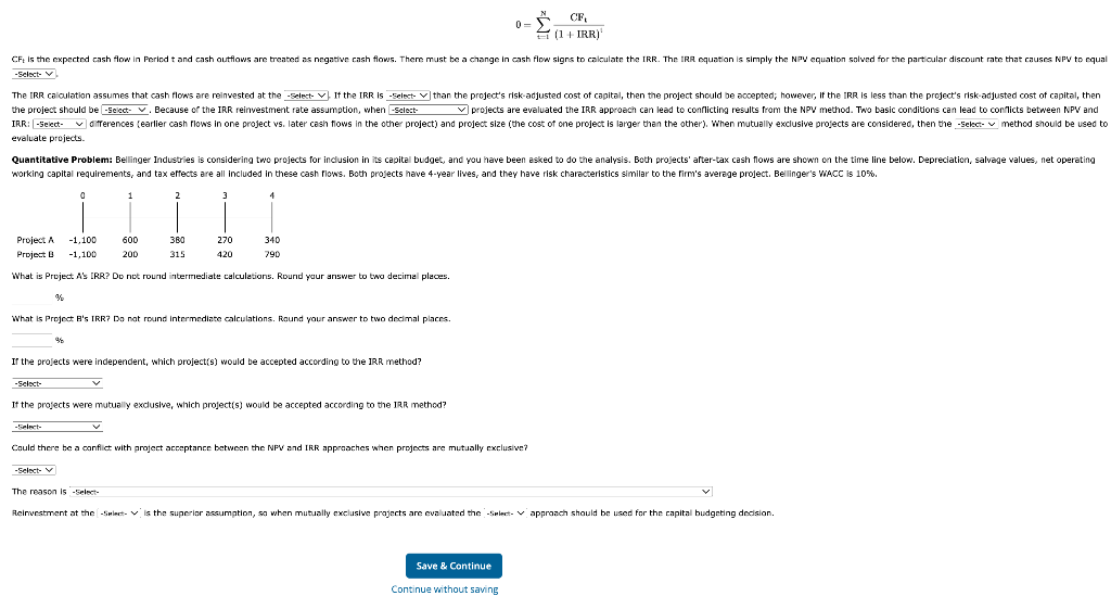  If the projects were mutually exclusive, which project(s) would be accepted