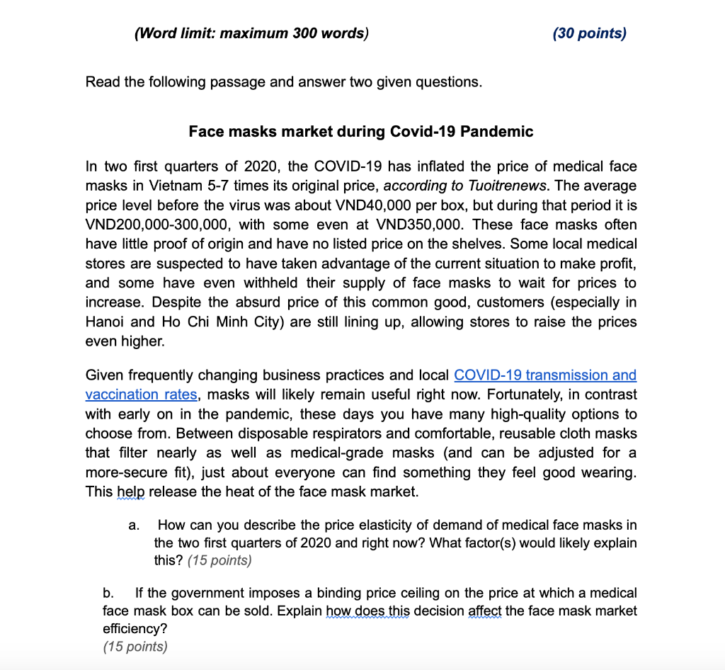  use micro-economics to solve this case (Word limit: maximum 300 words)
