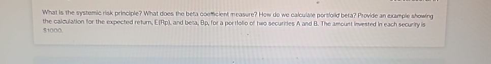  What is the systemic risk principle? What does the beta coefficient