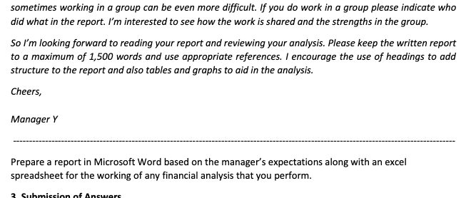 (excluding references, table/figures and ratio worksheets). You are to submit two documents
