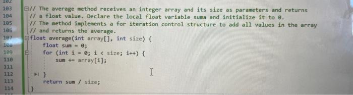 addValues(int array[], int size); 1/ this method receives an integer array and