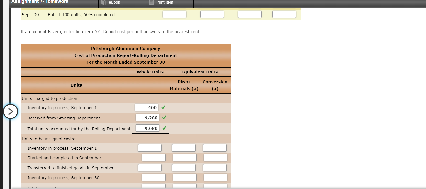 Data for Two Months; Cost of Production Reports Pittsburgh Aluminum Company uses