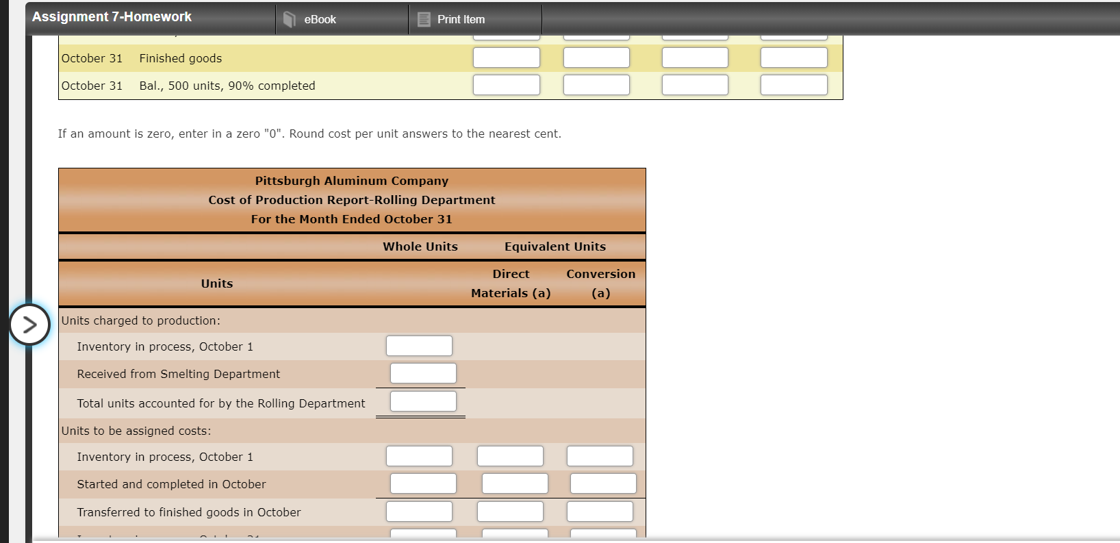 were as follows: Bal., 400 units, 20% completed: Direct materials (400 x