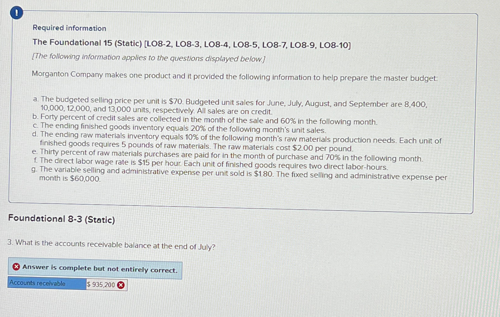  1 Required information The Foundational 15(Static)[LO8-2, LO8-3, LO8-4, LO8-5, LO8-7, LO8-9,