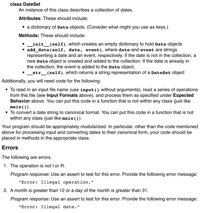you. :) Background This problem involves managing a database of dates and