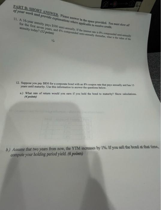  PART B: SHORT ANSWER. Please answer in the space provided. Temossow