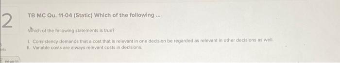  2 5 ints 00:40:33 TB MC Qu. 11-04 (Static) Which of