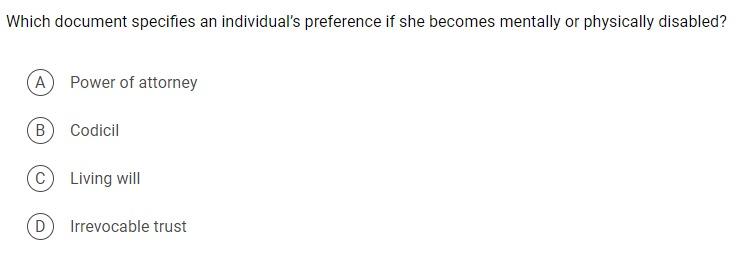  Which document specifies an individual's preference if she becomes mentally or