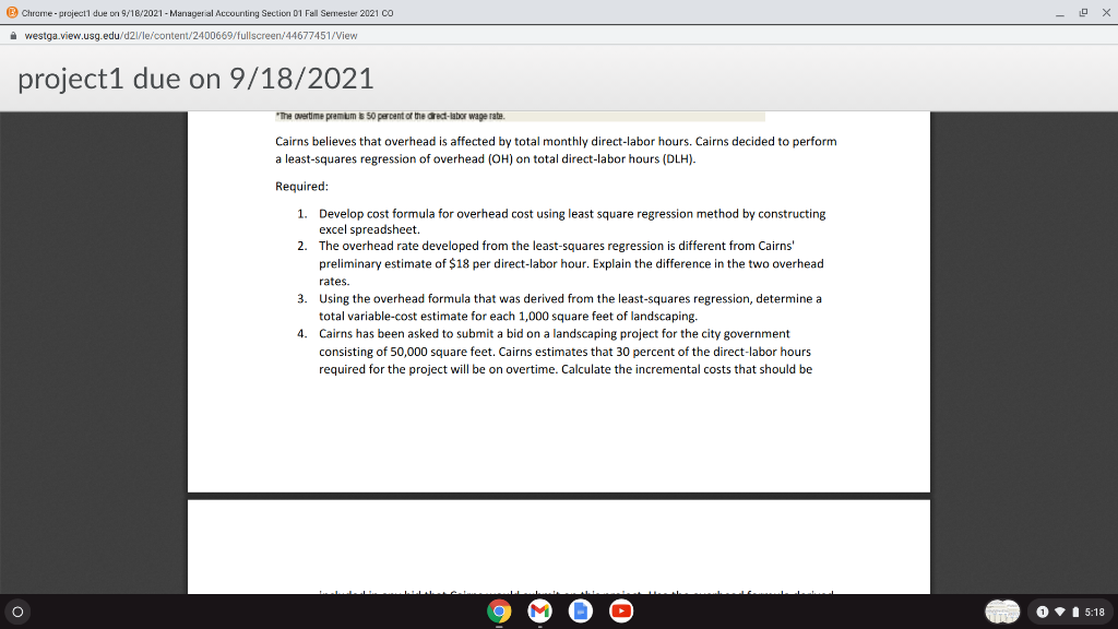 2021 CO westga.view.usg.edu/d21/le/content/2400669/fullscreen/44677451/View project1 due on 9/18/2021 Outside Environment, Inc. provides commercial