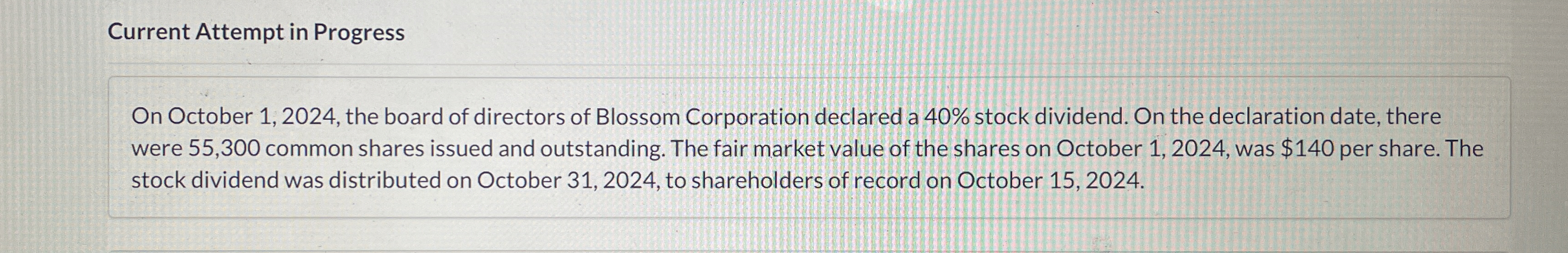  Current Attempt in Progress On October 1,2024, the board of directors