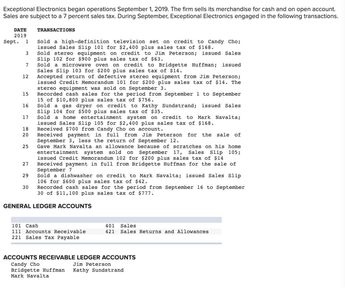  Exceptional Electronics began operations September 1, 2019. The firm sells its
