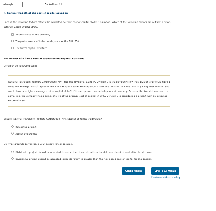  Attempt Do No Harm/3 7. Factors that affect the cost of