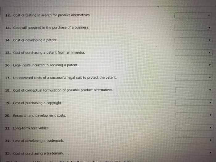 12-1 Presented below is a list of items that could be included