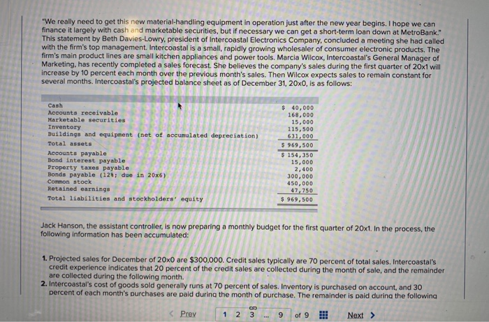  "We really need to get this new material handling equipment in