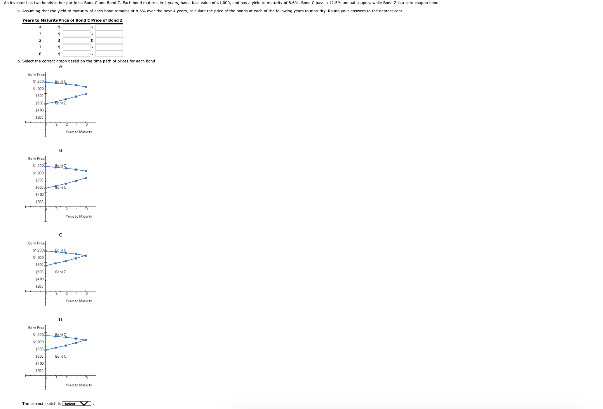 b. Select the correct graph based on the time path of