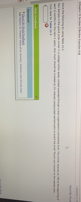  (Chapter 12 Section II Review Exercise 014) Question 15 or Check