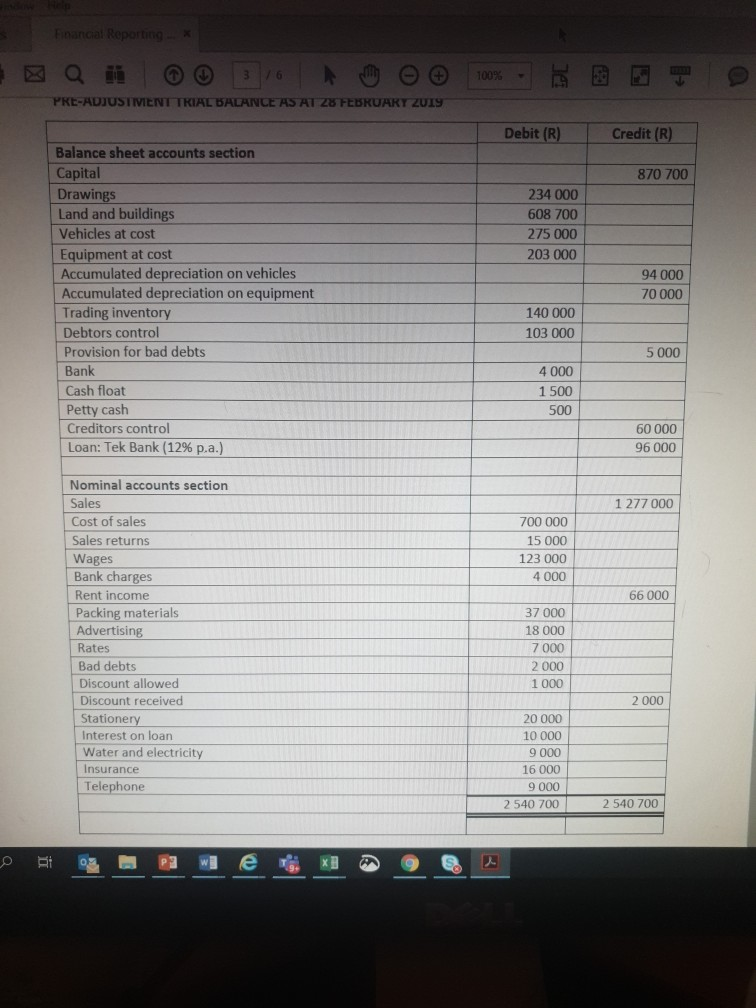 of comprehensive income as well as the statement of financial position. Templates