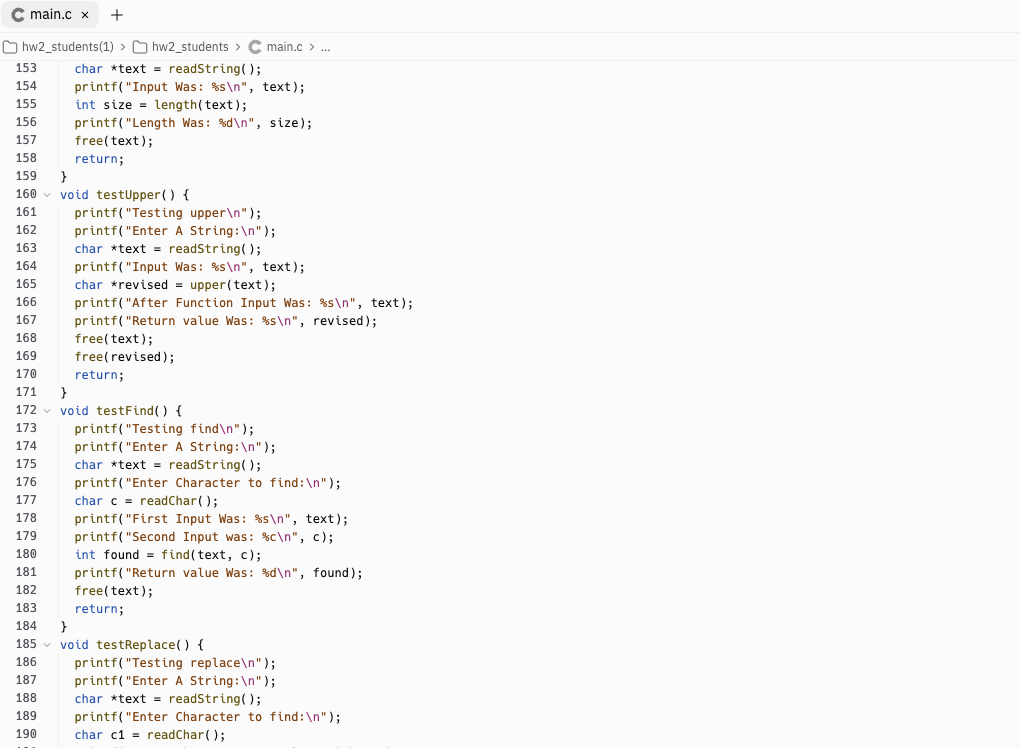 not change this file stringTools.h - prototypes for the functions assigned on
