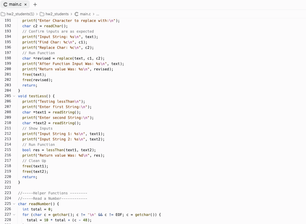the homework. You may not change this file. You must match the