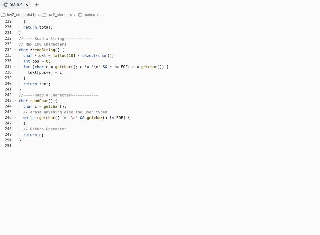 provided prototypes. stringTools.c - the function definitions. You must implement the functions