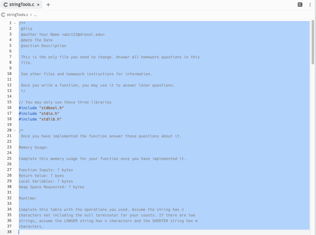defined here. This is also where you will put your analysis. Please