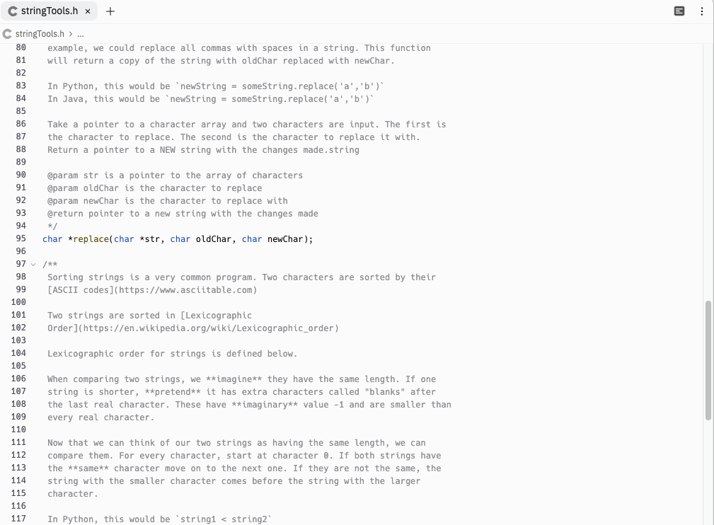 of each function. The primary goal of this assignment is to understand