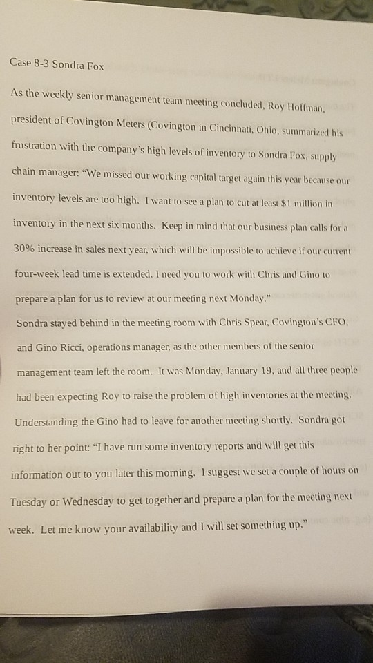 of the inventory problem at Covington meters? what action would you take