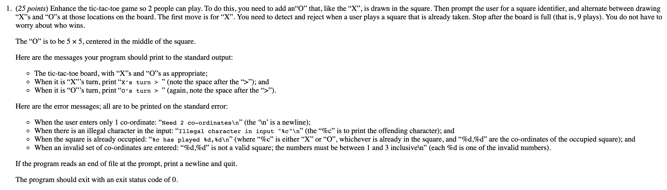  In a C program write the tic-tac-toe game so 2 people