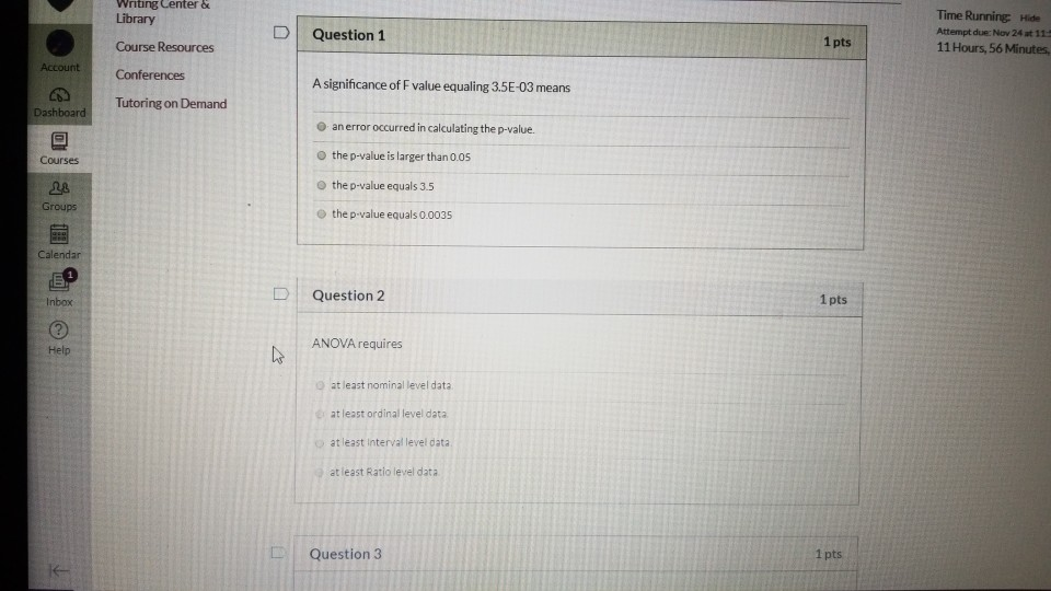 Writing Center & Library D Question 1 Time Running Hide Attempt
