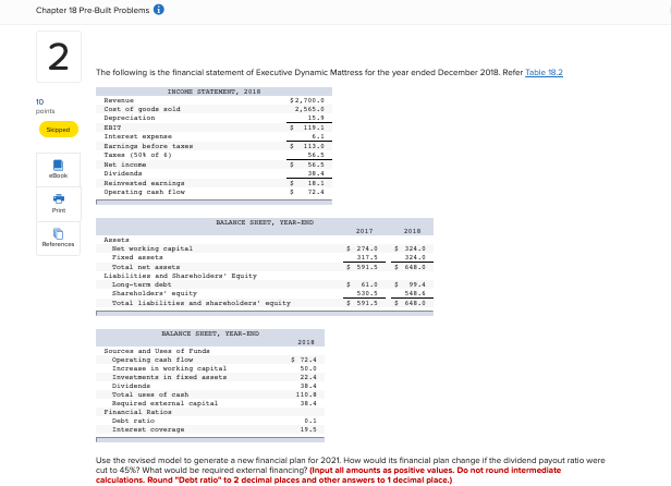  Chapter 18 Pre-Built Problems Sarved 2 The following is the financial