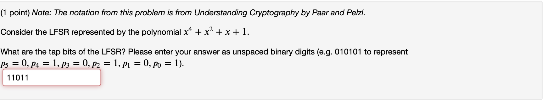  (1 point) Note: The notation from this problem is from Understanding