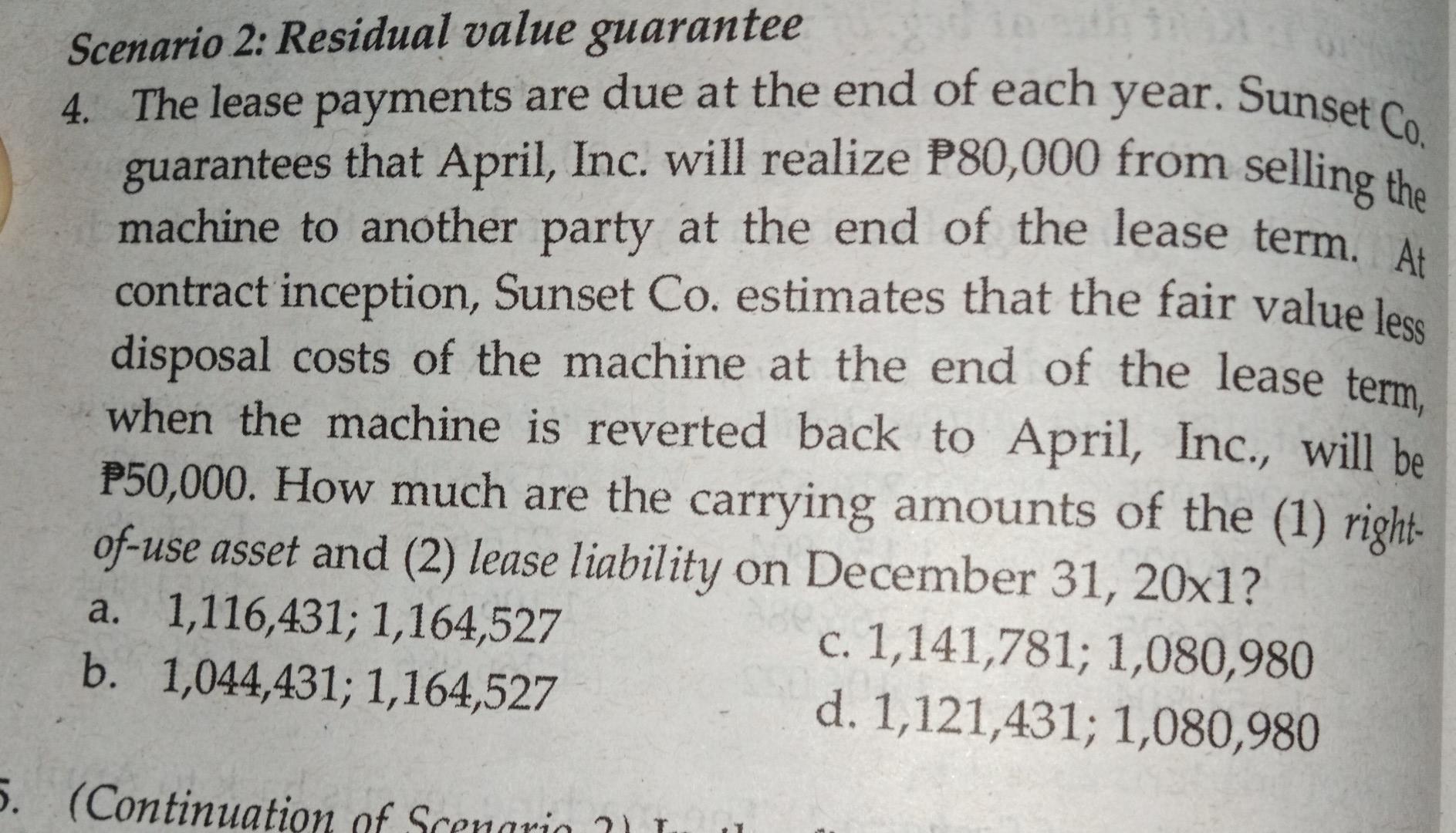 Old MathJax webview please do answer thank you Scenario 2: Residual value